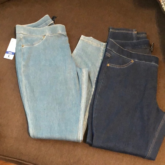 Nwt June Daisy Denim Leggings Size Lg 